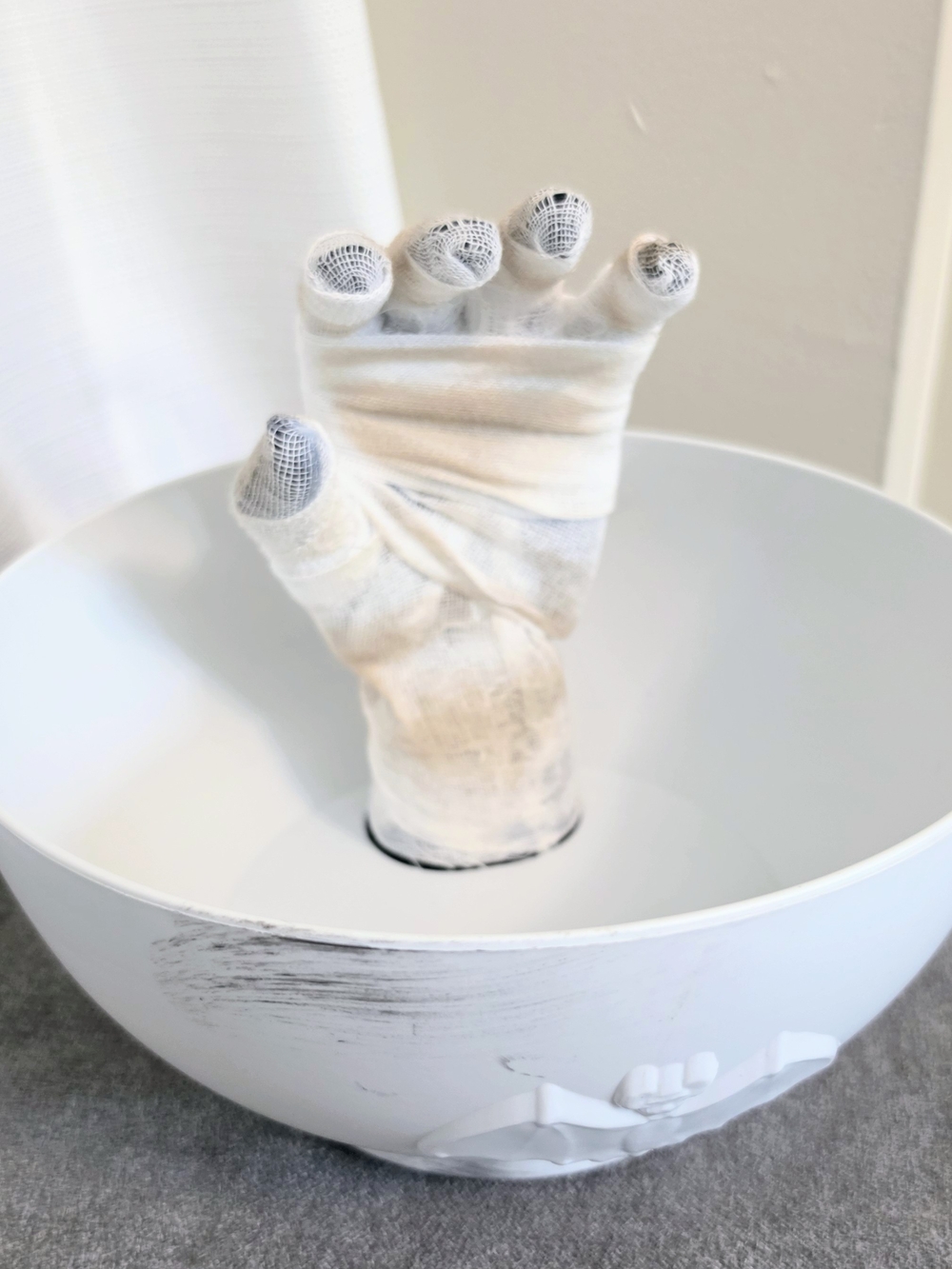 Mummy Hand Candy Bowl Animated Halloween Humorous Interactive Fun